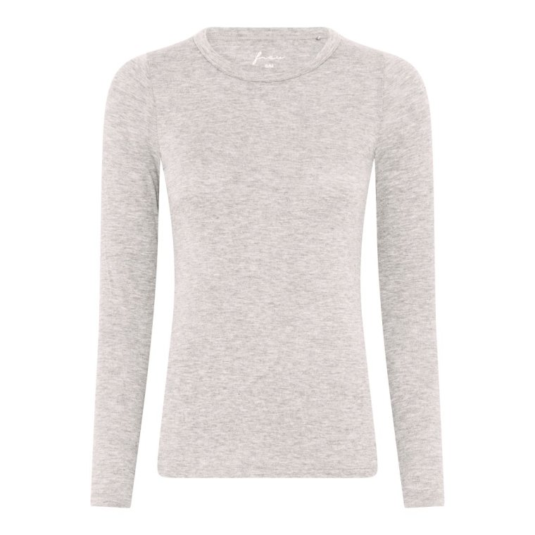 Frau - Lucca cashmere ls o-neck top - Lt Beige Melange