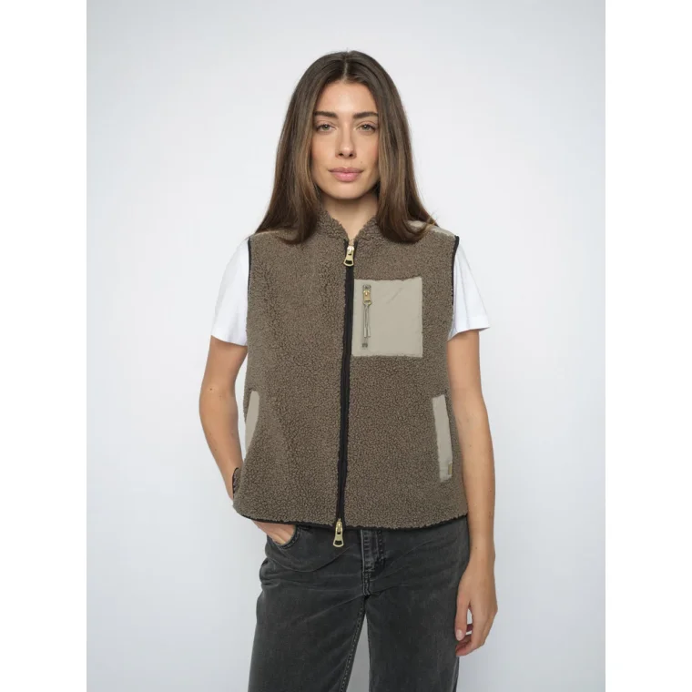 MOS MOSH - MMRowe Eli Teddy Vest - Dusty Olive