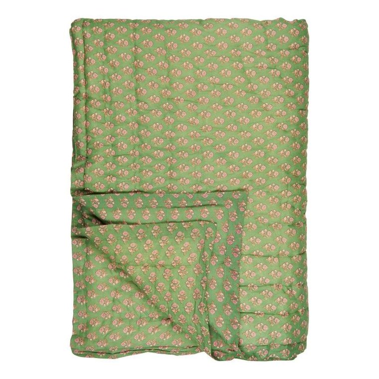 Ib Laursen - Quilt Charlotte grn m/pink blomster