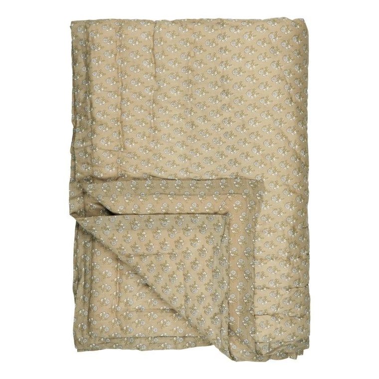 Ib Laursen - Quilt Aida stvgrn m/hvide blomster