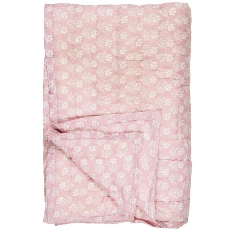 IB LAURSEN - Quilt Cathy rosa malva m/hvide blomster