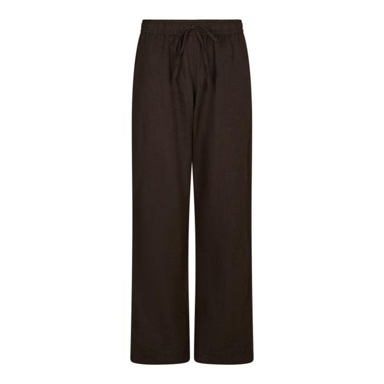 Neo Noir - SONAR LINEN PANTS - Dark brown