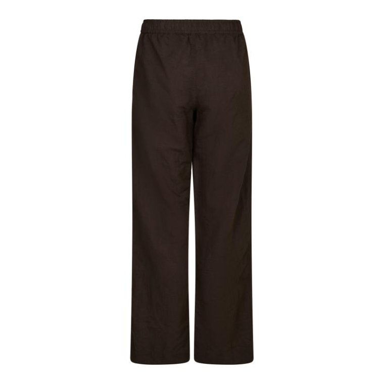 Neo Noir - SONAR LINEN PANTS - Dark brown