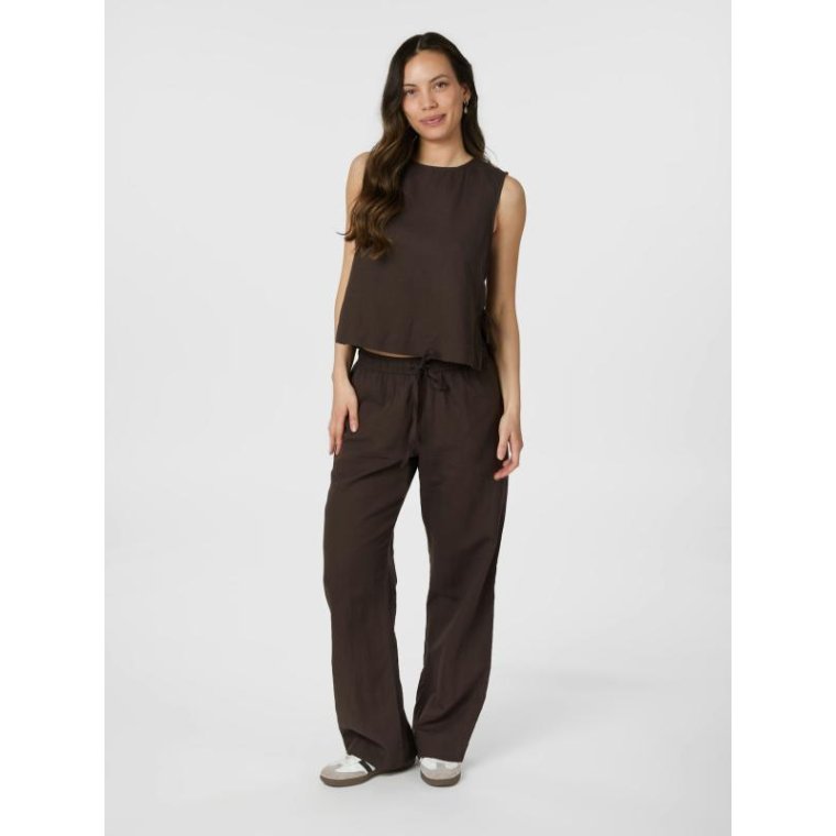 Neo Noir - SONAR LINEN PANTS - Dark brown
