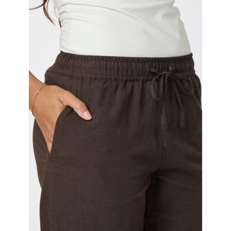 Neo Noir - SONAR LINEN PANTS - Dark brown