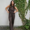 Neo Noir - SONAR LINEN PANTS - Dark brown