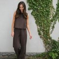 Neo Noir - SONAR LINEN PANTS - Dark brown