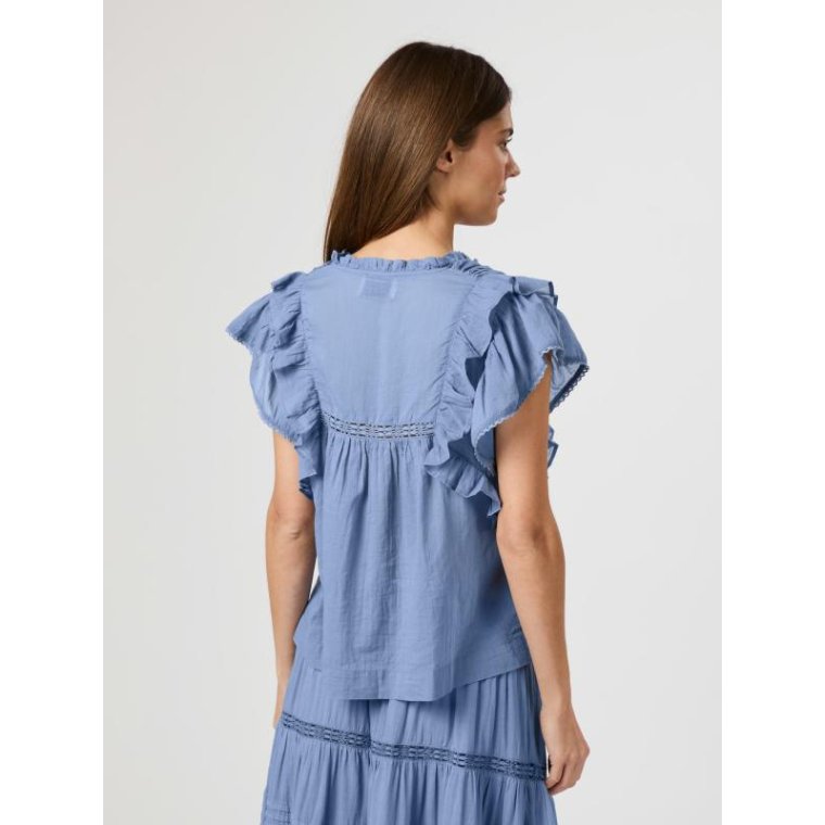 Neo Noir - Jayla S Voile Top - Smoke Blue	