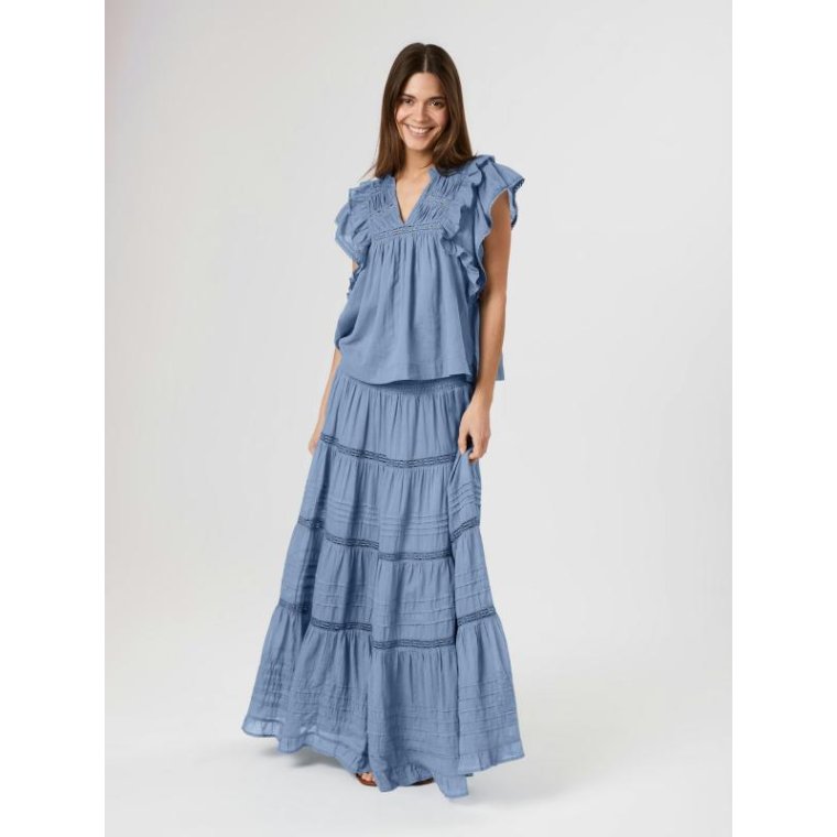 Neo Noir - Jayla S Voile Top - Smoke Blue	