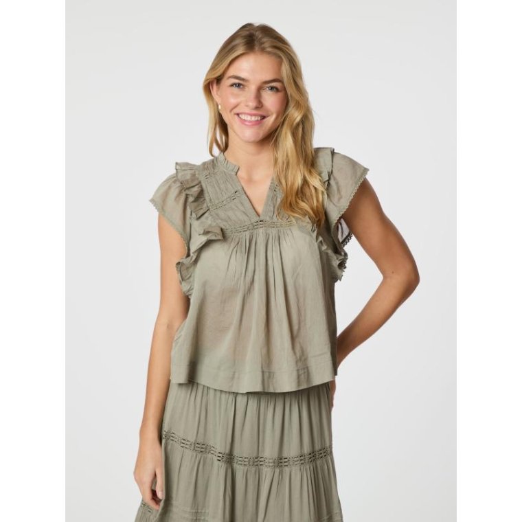 Neo Noir - JAYLA S VOILE TOP - Smoke Green