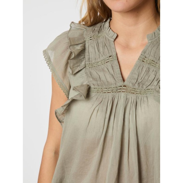 Neo Noir - JAYLA S VOILE TOP - Smoke Green