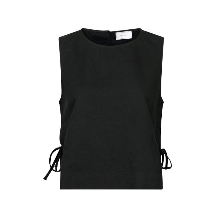 Neo Noir - Svetlana linen Top - Black