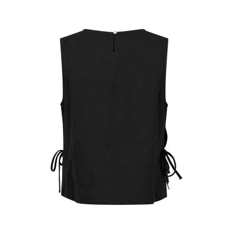 Neo Noir - Svetlana linen Top - Black