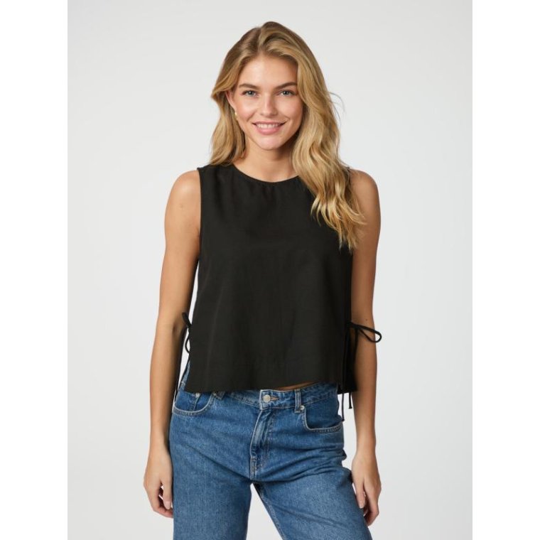 Neo Noir - Svetlana linen Top - Black