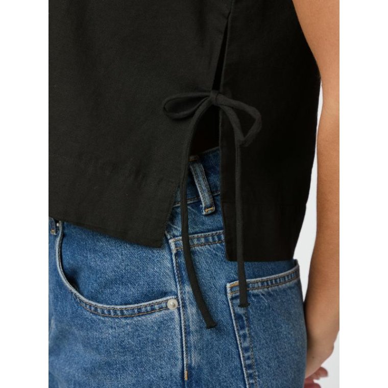 Neo Noir - Svetlana linen Top - Black