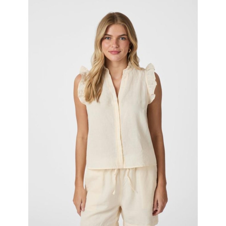 Neo Noir - Siona Linen Top - Light Yellow