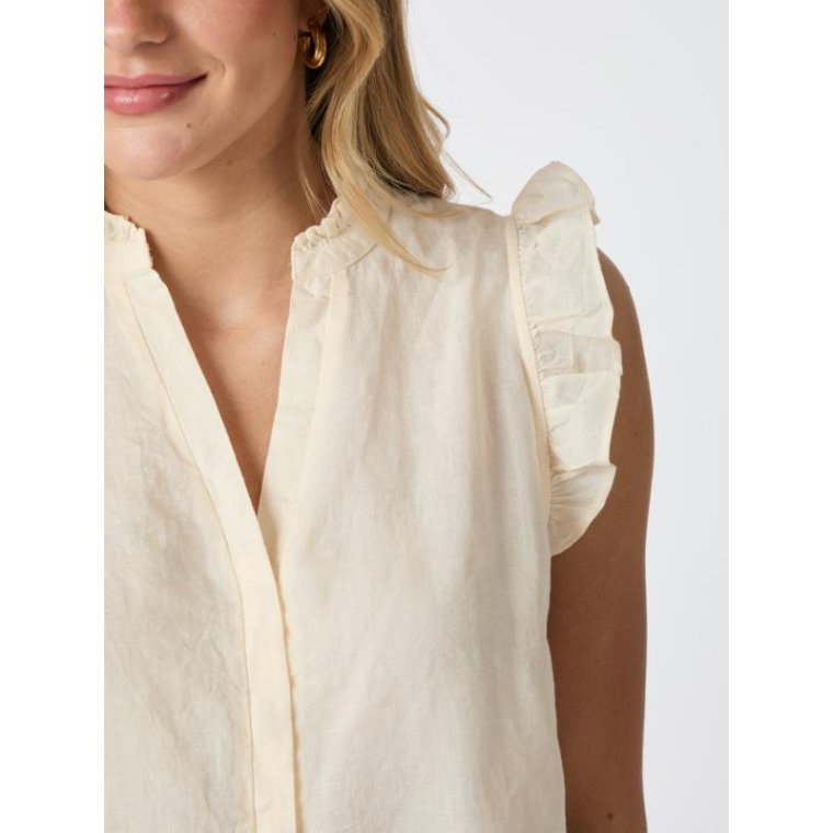 Neo Noir - Siona Linen Top - Light Yellow