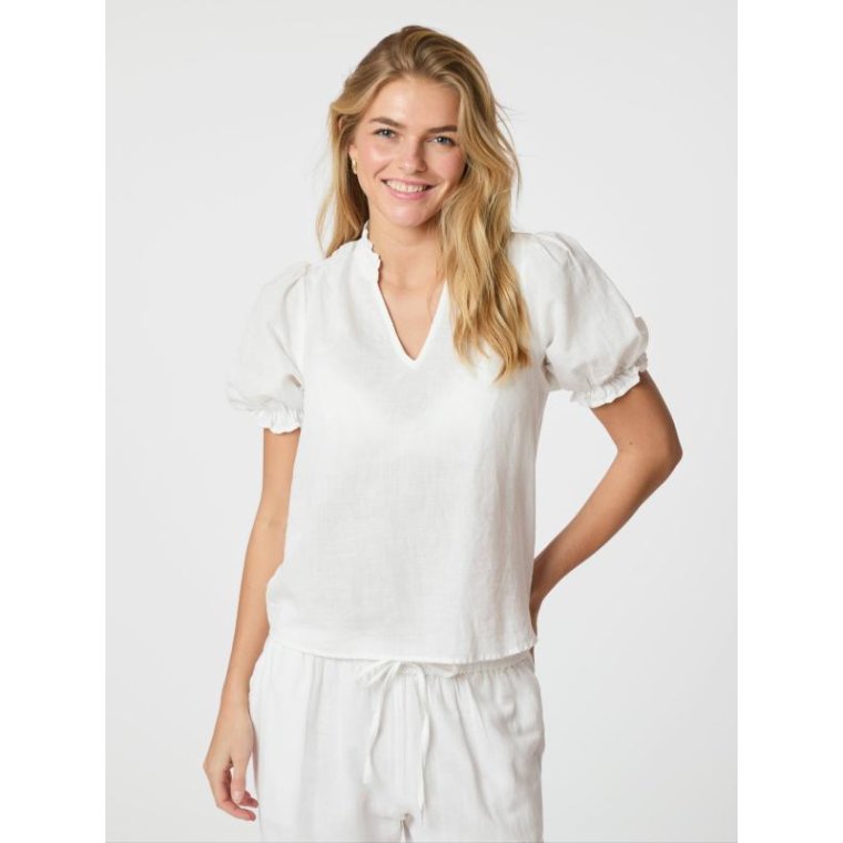 Neo Noir - ODESA LINEN BLOUSE - White