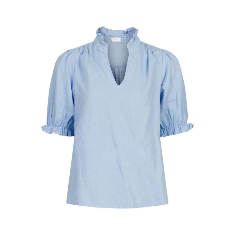 Neo Noir - ODESA LINEN BLOUSE - Light Blue
