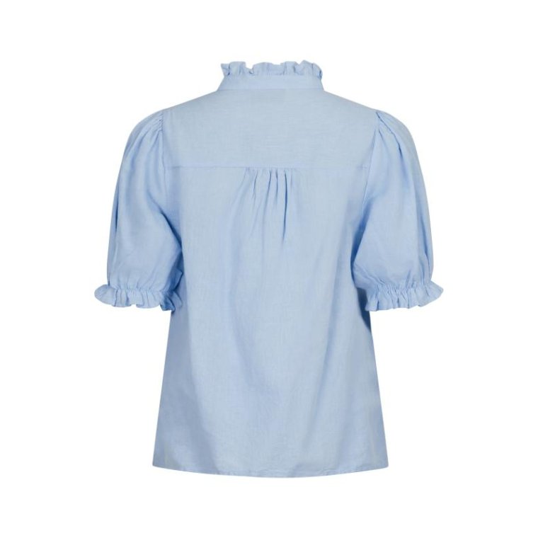 Neo Noir - ODESA LINEN BLOUSE - Light Blue