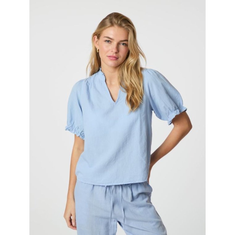 Neo Noir - ODESA LINEN BLOUSE - Light Blue