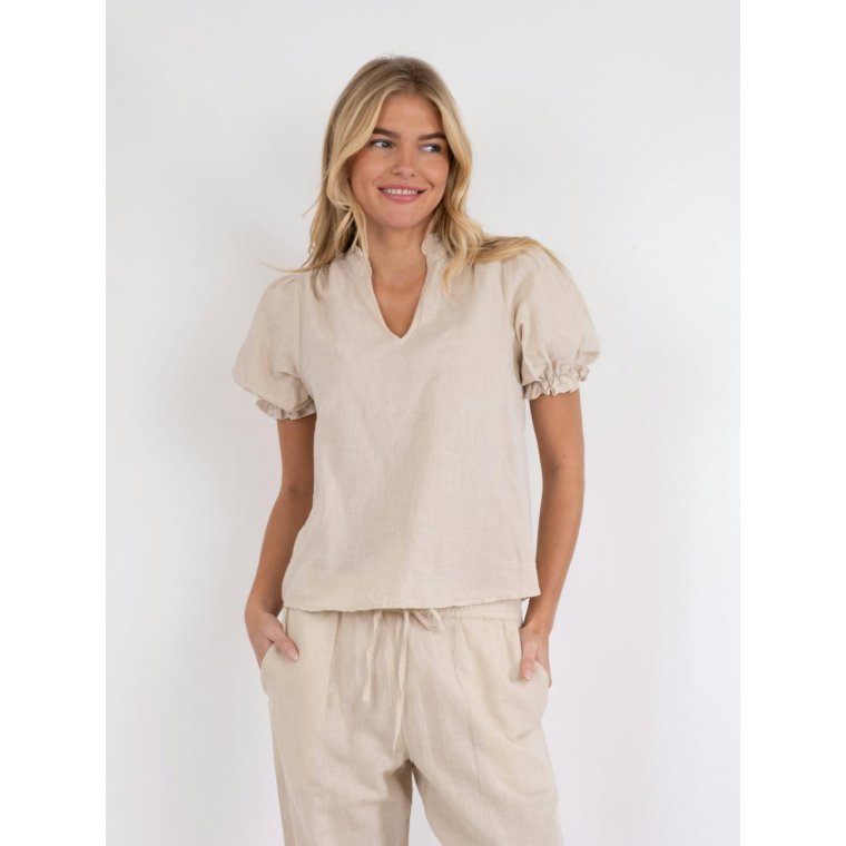 Neo Noir - ODESA LINEN BLOUSE - Sand