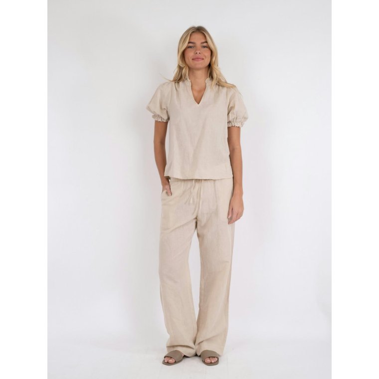 Neo Noir - ODESA LINEN BLOUSE - Sand