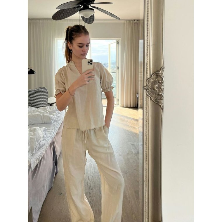 Neo Noir - ODESA LINEN BLOUSE - Sand