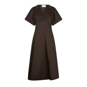 Neo Noir - Illana Poplin Dress - Chocolate Brown