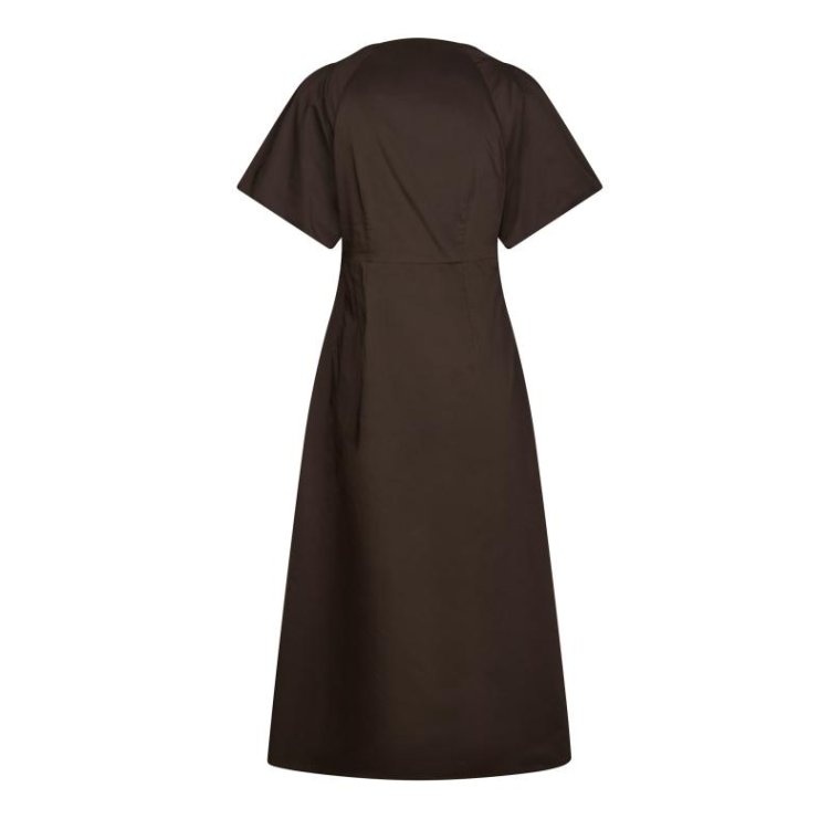 Neo Noir - Illana Poplin Dress - Chocolate Brown