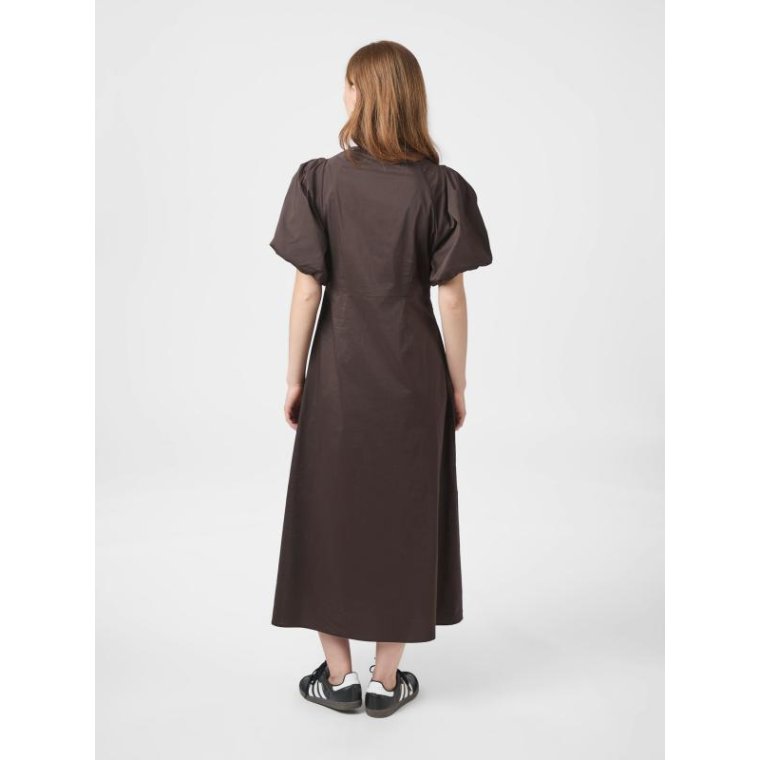 Neo Noir - Illana Poplin Dress - Chocolate Brown