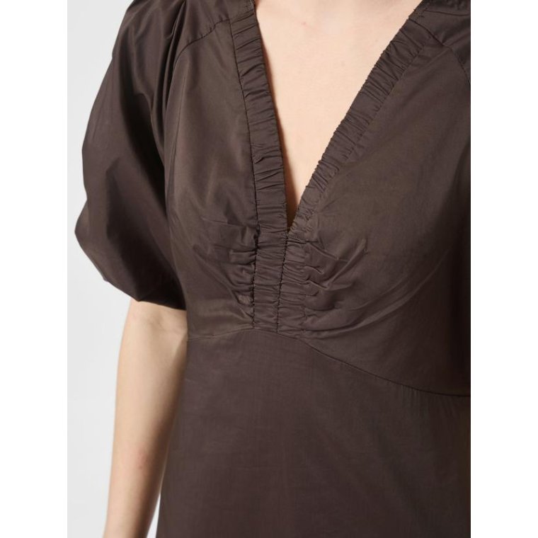 Neo Noir - Illana Poplin Dress - Chocolate Brown
