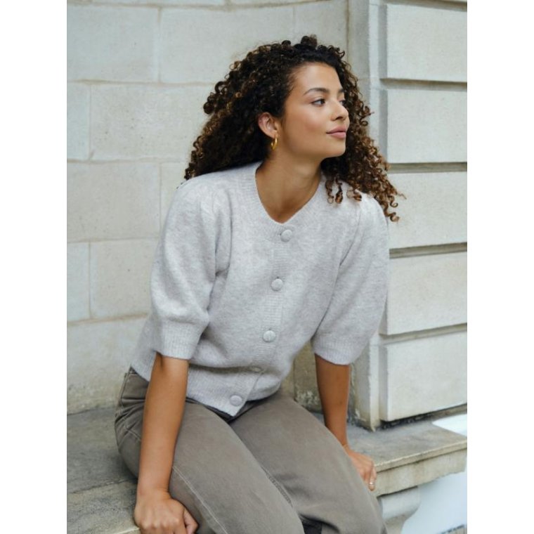 Neo Noir - Trudy Knit Cardigan - Beige Melange	