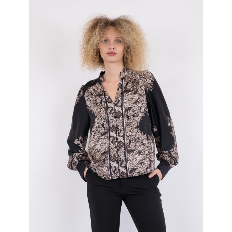 Neo Noir - MASSIMA PAISLEY BORDER BLOUSE - Black