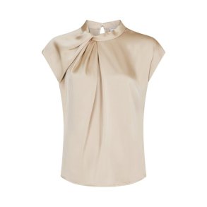 Neo Noir - Fleur Drapy Satin Blouse - Dark Sand