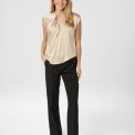 Neo Noir - Fleur Drapy Satin Blouse - Dark Sand