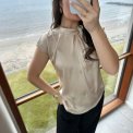 Neo Noir - Fleur Drapy Satin Blouse - Dark Sand
