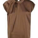 Neo Noir - Fleur Drapy Satin Blouse - Dusty Brown