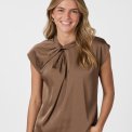 Neo Noir - Fleur Drapy Satin Blouse - Dusty Brown