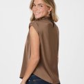 Neo Noir - Fleur Drapy Satin Blouse - Dusty Brown