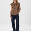 Neo Noir - Fleur Drapy Satin Blouse - Dusty Brown
