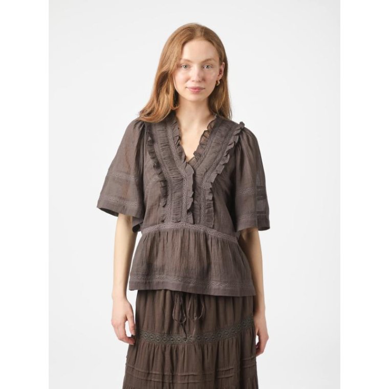 Neo Noir - Evienne S Voile Top - Dark brown