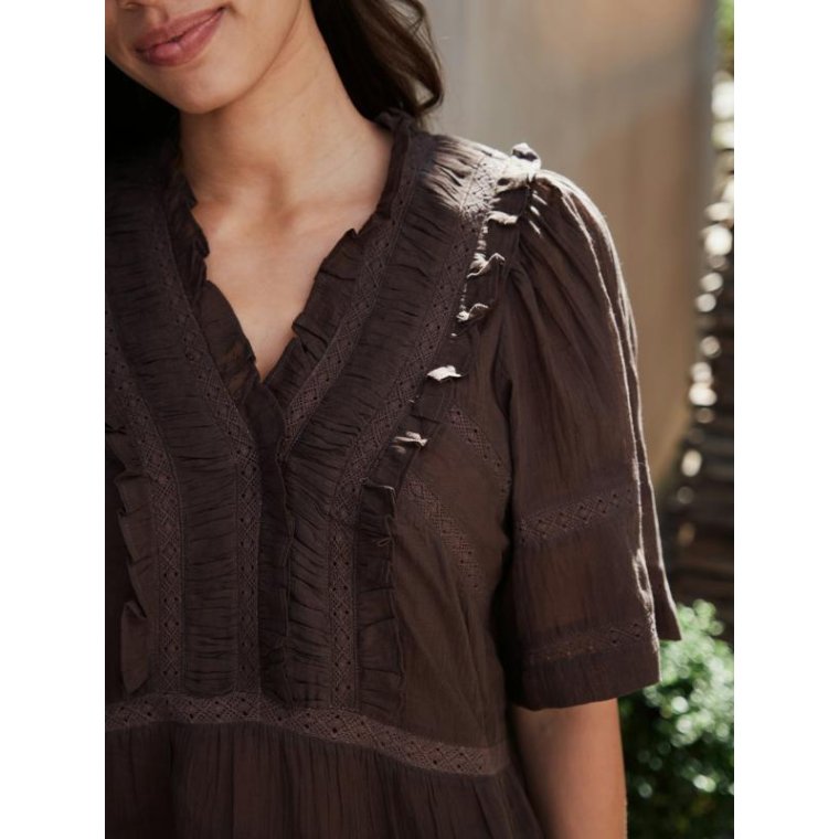 Neo Noir - Evienne S Voile Top - Dark brown