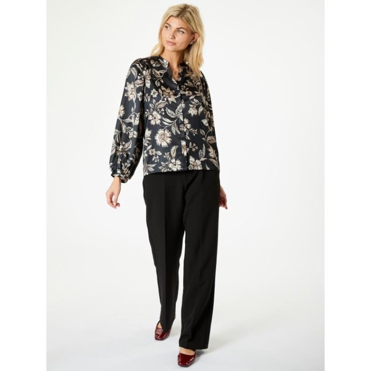 Neo Noir - Nani Canvas Flower Blouse - Dark Navy