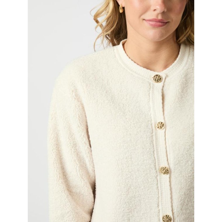 Neo Noir - Limo Fluffy Knit Cardigan - Creme