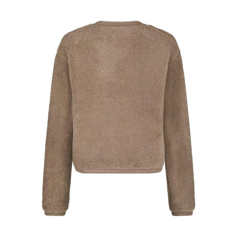 Neo Noir - Limo Fluffy Knit Cardigan - Dark Sand