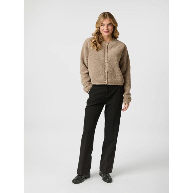 Neo Noir - Limo Fluffy Knit Cardigan - Dark Sand