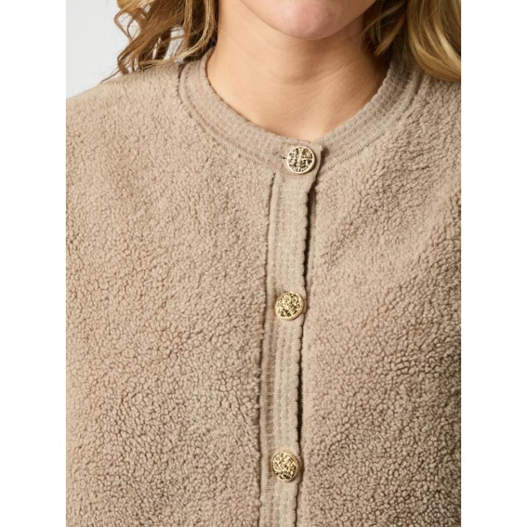 Neo Noir - Limo Fluffy Knit Cardigan - Dark Sand
