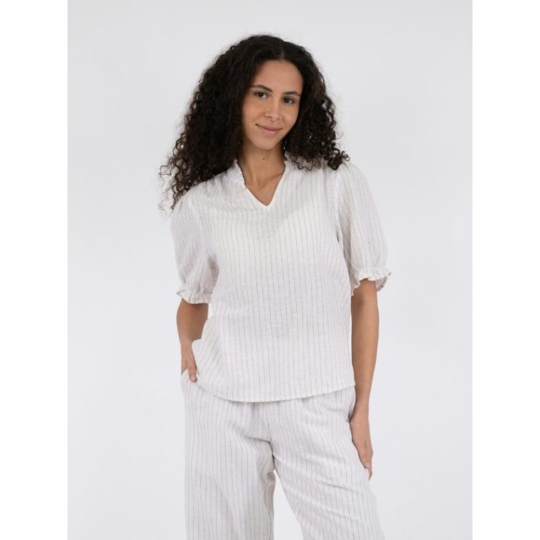 Neo Noir - ODESA SIMPLE STRIPE BLOUSE - Off White