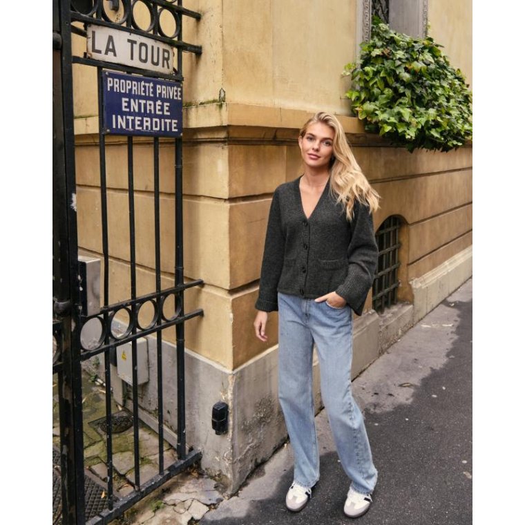 Neo Noir - PIXIE KNIT CARDIGAN - Antracit